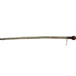 Sailors 19th century shark vertebrae walking stick with metal collar and wooden handle L91cm