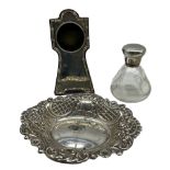 Modern silver bonbon dish with foliate