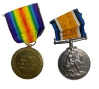 World War I medal pair comprising war and victory medals