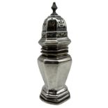 Victorian silver panel sided sugar caster with pierced cover H14cm London 1895 Maker Walter and John