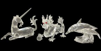 CSC Swarovski Crystal fabulous beasts series Dragon and Unicorn together with 'Care For Me' Whale pa