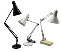 Quantity of three angle poise lamps with weighted bases max H90cm