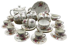 Royal Crown Derby 'Derby Posies' pattern part tea and coffee set comprising cups