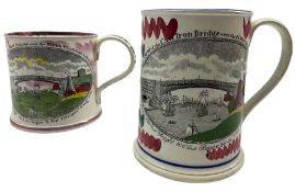 Moore & Co. Southwick Sunderland lustre frog mug with a view of the Iron Bridge