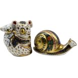 Two Royal Crown Derby paperweights comprising The Australian Collection 'Koala and Baby' designed by