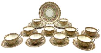 William Lowe part tea set comprising cups