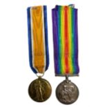 World War 1 medal pair comprising war and victory medals