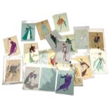 Helen Braiden - Collection of twenty hand painted chorus cards with various theatrical costume desig