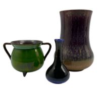 Pilkingtons Lancastrian pottery drip glazed vase in purple