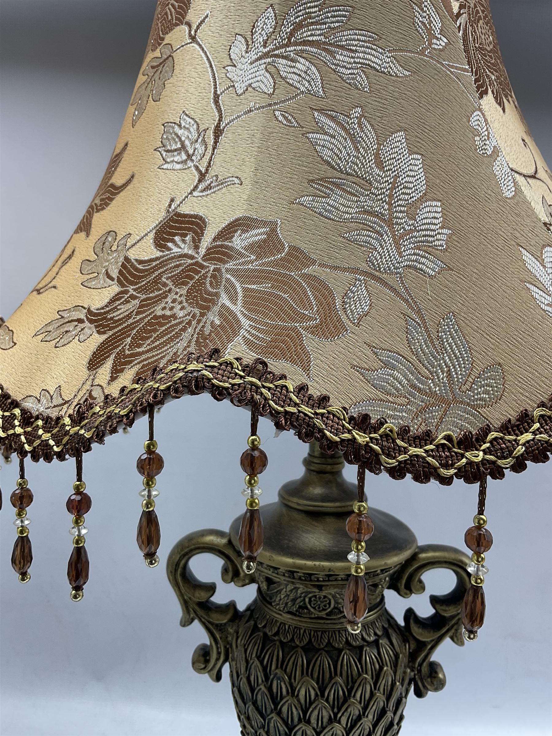 Pair bronzed amphora lamps with pineapple decoration - Image 3 of 3