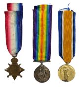 World War 1 medal trio comprising war and victory medals and 1914/15 star