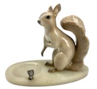 Royal Copenhagen ashtray modelled as a squirrel on onyx base with silver mount H20cm