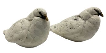 Guy James Holder (British 1959-): Pair of studio pottery doves