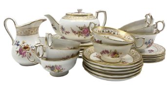 Hammersley 'Dresden Sprays' tea set for six comprising teapot