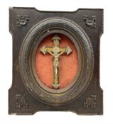 Victorian late 19th century crucifix with INRI plaque above corpus