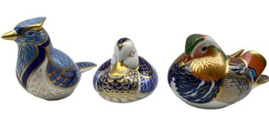 Three Royal Crown Derby paperweights comprising 'Mandarin Duck' dated 1997