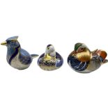 Three Royal Crown Derby paperweights comprising 'Mandarin Duck' dated 1997