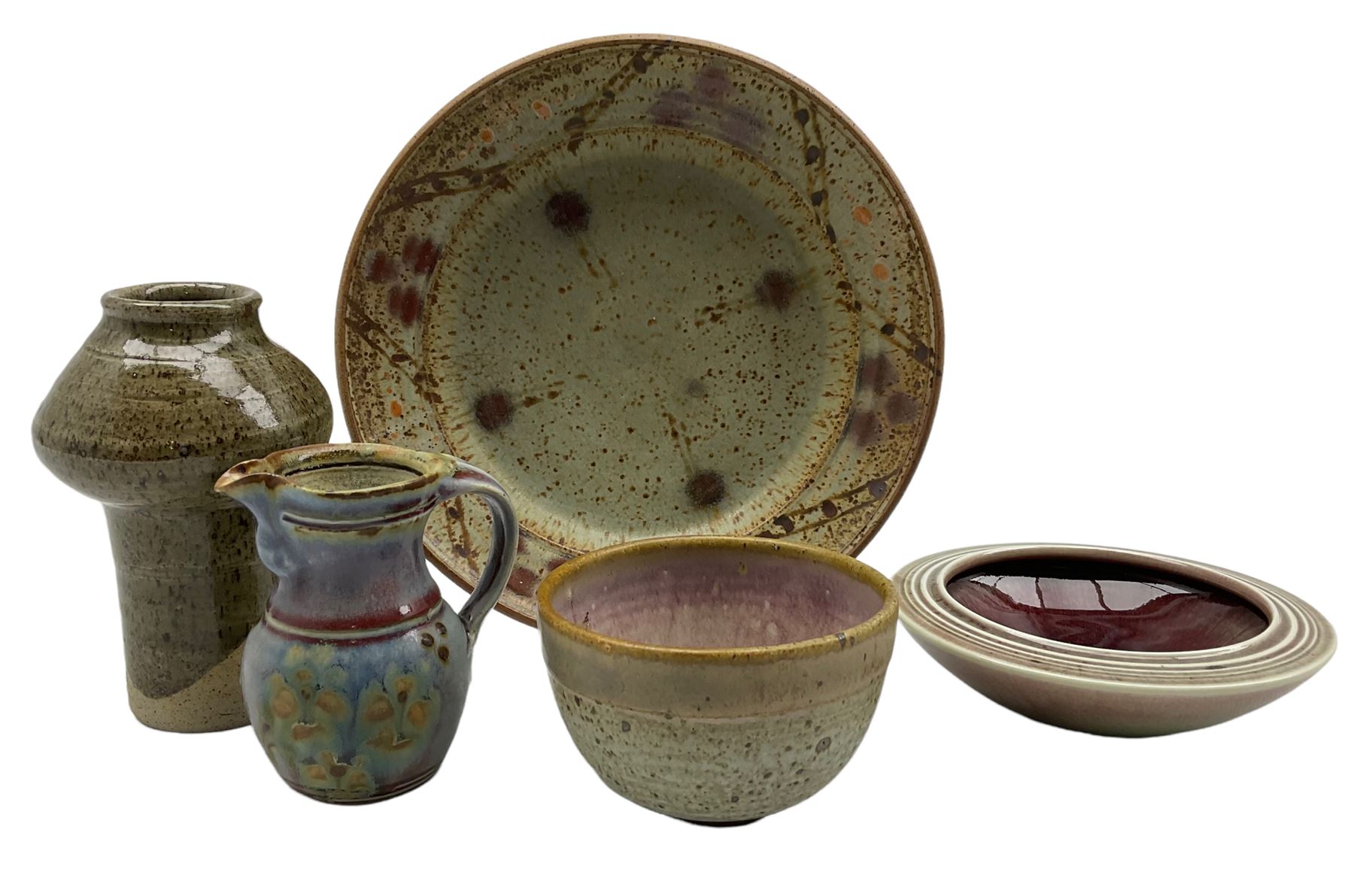 Quantity of studio pottery including plate by Jane Smith