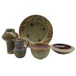 Quantity of studio pottery including plate by Jane Smith