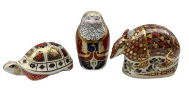 Three Royal Crown Derby paperweights comprising Armadillo