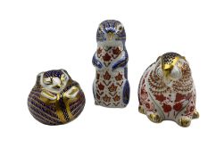 Three Royal Crown Derby paperweights comprising a Chipmunk dated 1993