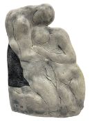 Jenny Rivron (British 1946-) Stoneware slab built sculpture of two lovers embracing 'Stay in the War