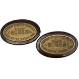 Pair of LNER brass oval engine work plates No.60855