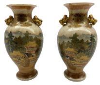 Pair Japanese Satsuma porcelain vases