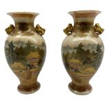 Pair Japanese Satsuma porcelain vases