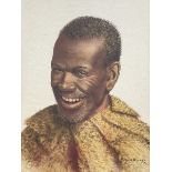 Gerard Bhengu (South African 1910-1990): Portrait of a Smiling Man