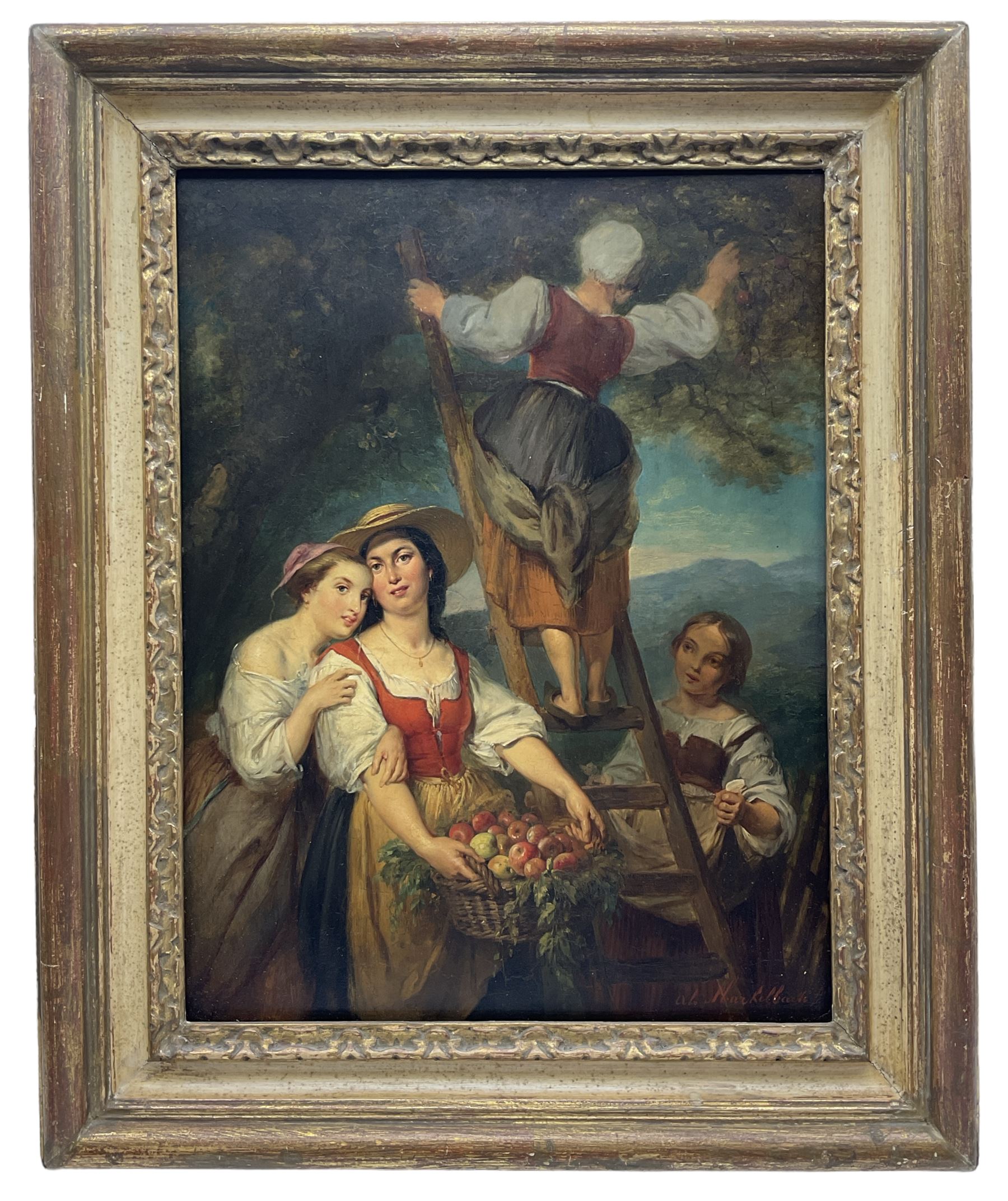 Alexandre Markelbach (Belgian 1824-1906): 'La Raccolta Delle Mele' - The Apple Harvest - Image 2 of 4