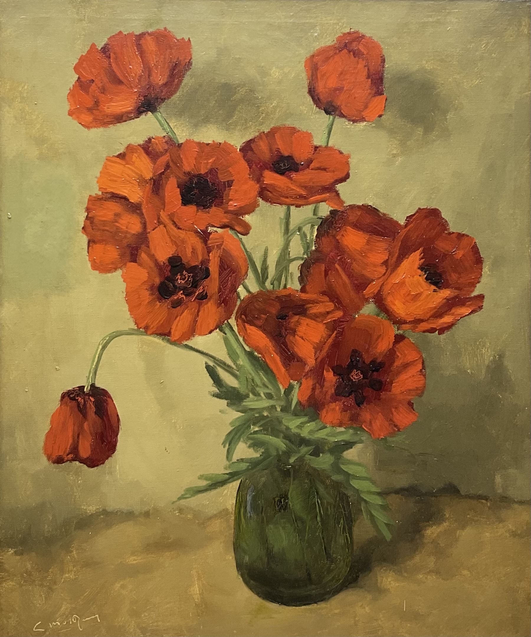 C M Van Rooy (Dutch 20th century): Still Life of Poppies in a Vase