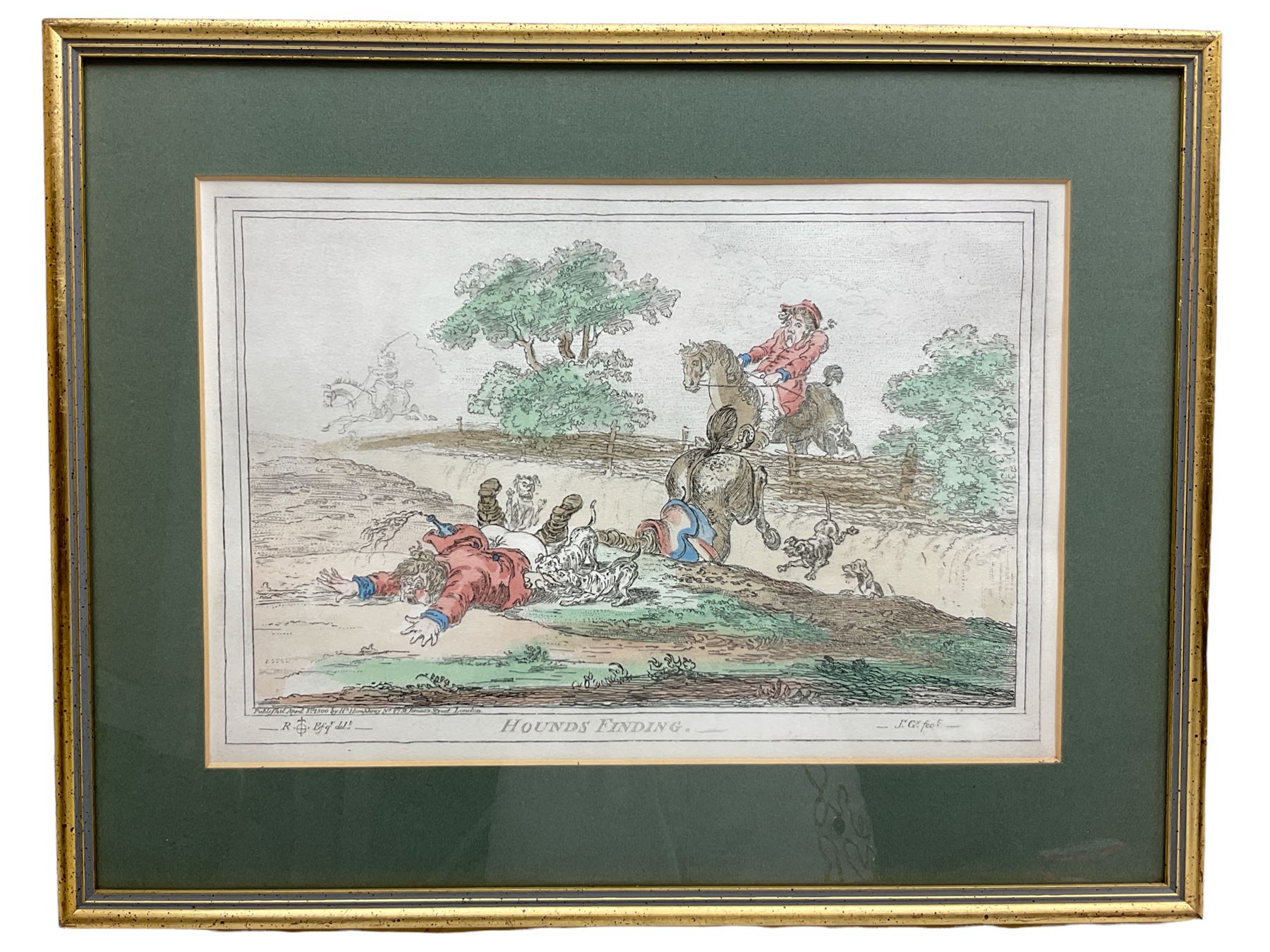 After James Gillray (British 1756-1815): 'Hounds Finding' 'Hounds in Full Cry' 'Hounds Throwing-Off' - Image 3 of 3