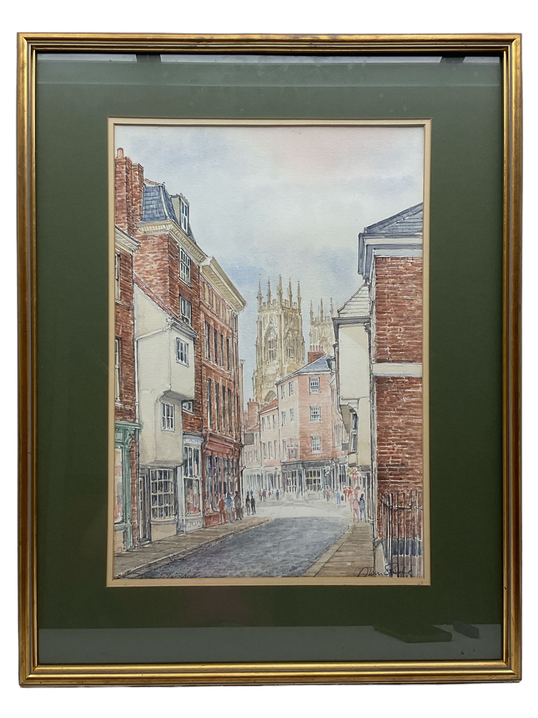 Alan Stuttle (British 1939-): View of the York Minster from High Petergate - Image 2 of 2