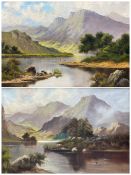 J Ducker aka Francis E Jamieson (Scottish 1895-1950): Highland Loch Landscape with Grazing Sheep