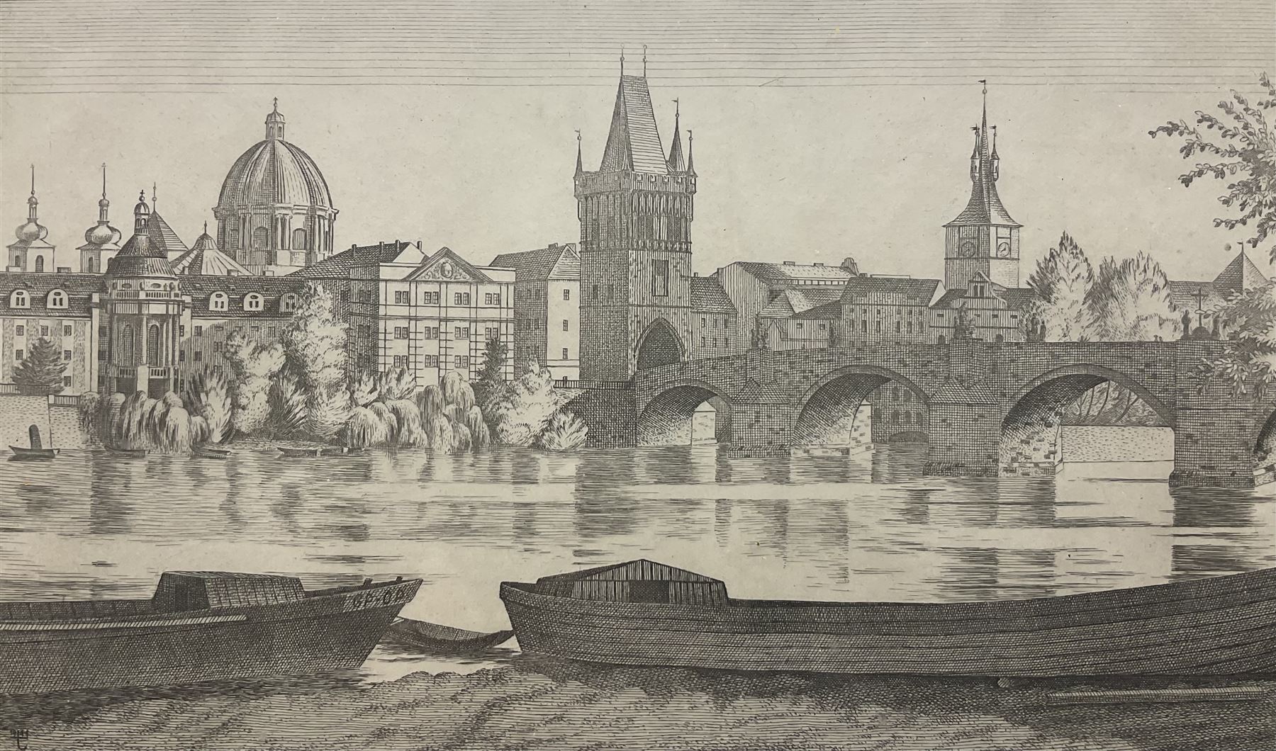 Augustin Tschinkel (Czech 1905-1983): Charles Bridge in Prague - Czech Republic