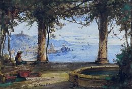 Gabriele Carelli (Italian c.1820-1900): View from Villa of the Amalfi Coast