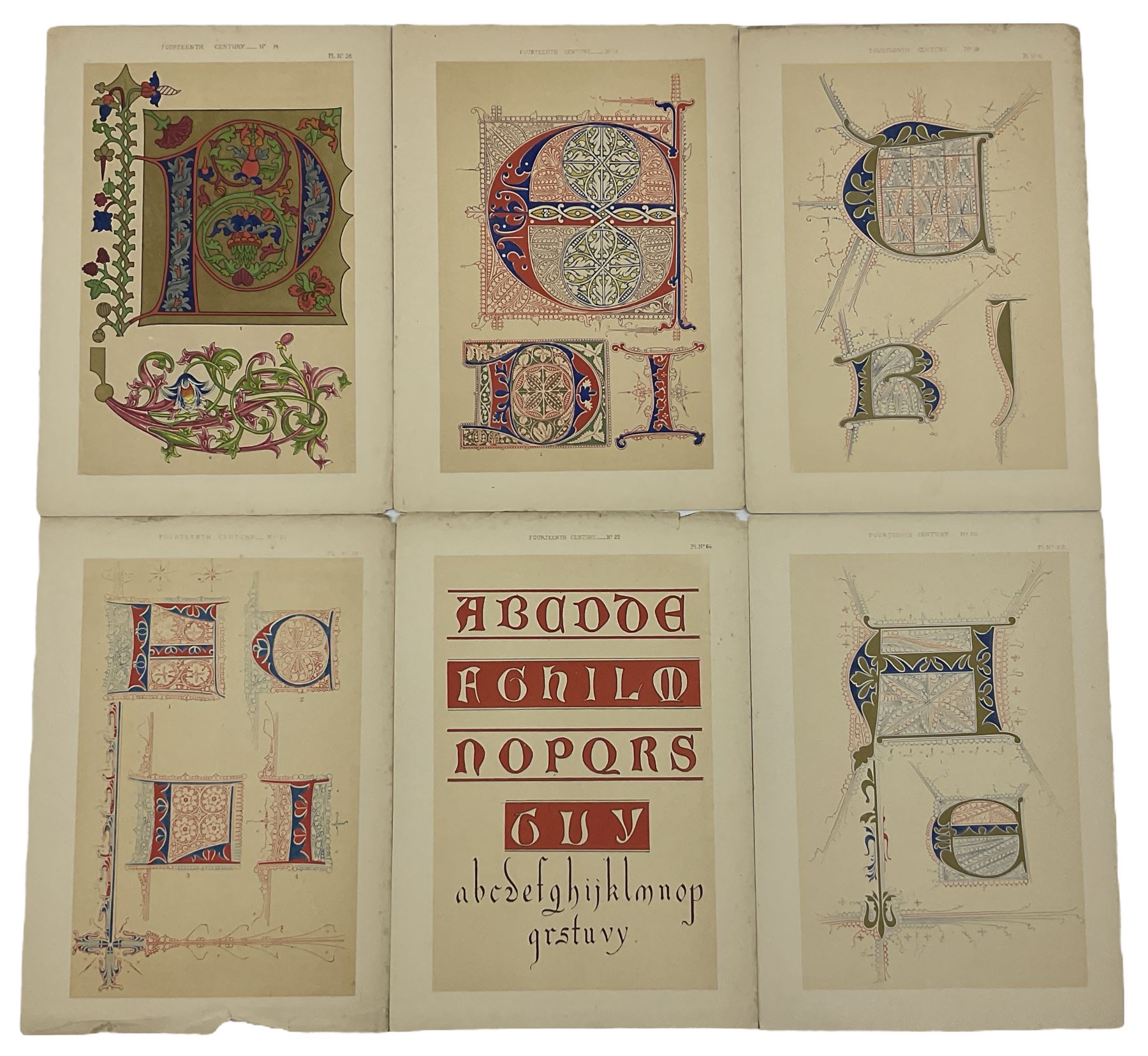 Large collection hand coloured plates detailing manuscript illumination and decoration from the eigh - Image 3 of 5