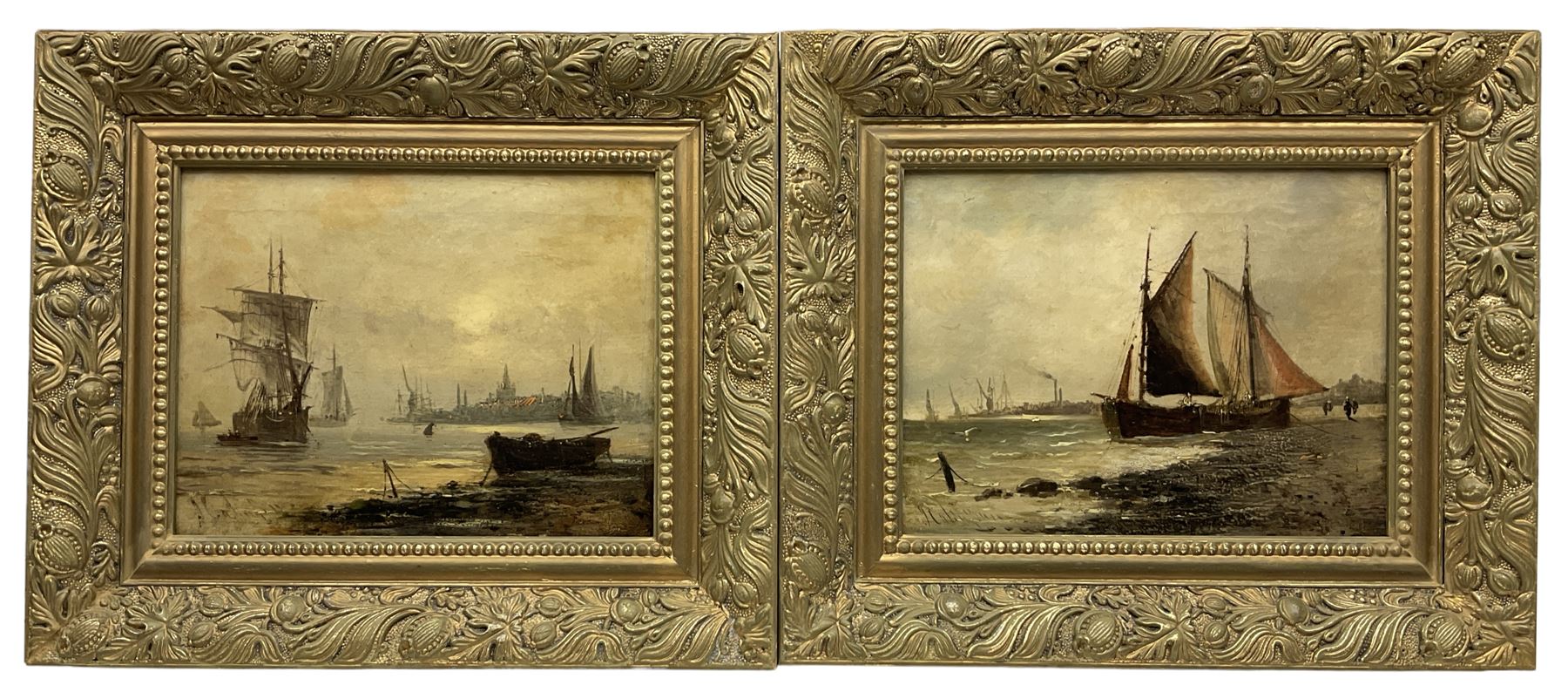 J Calinson (British 19th century): Ships Sailing off Dockland Coast - Image 2 of 3