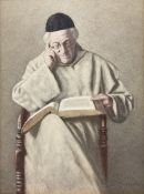 Joseph Crozier Harrison (British ex. 1882-1891): 'Sunday Morning' - Norbertine Priest Reading Bible