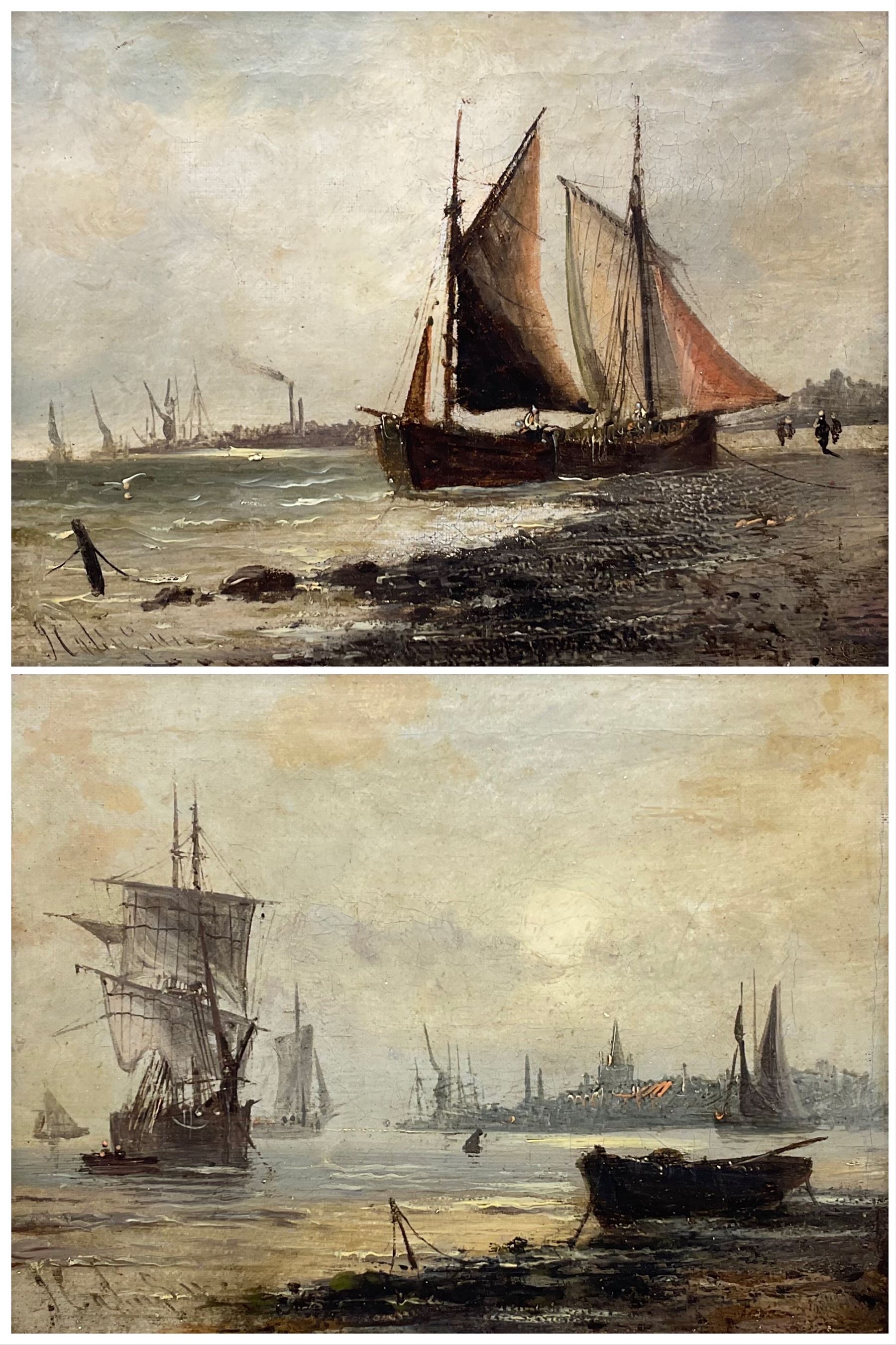 J Calinson (British 19th century): Ships Sailing off Dockland Coast