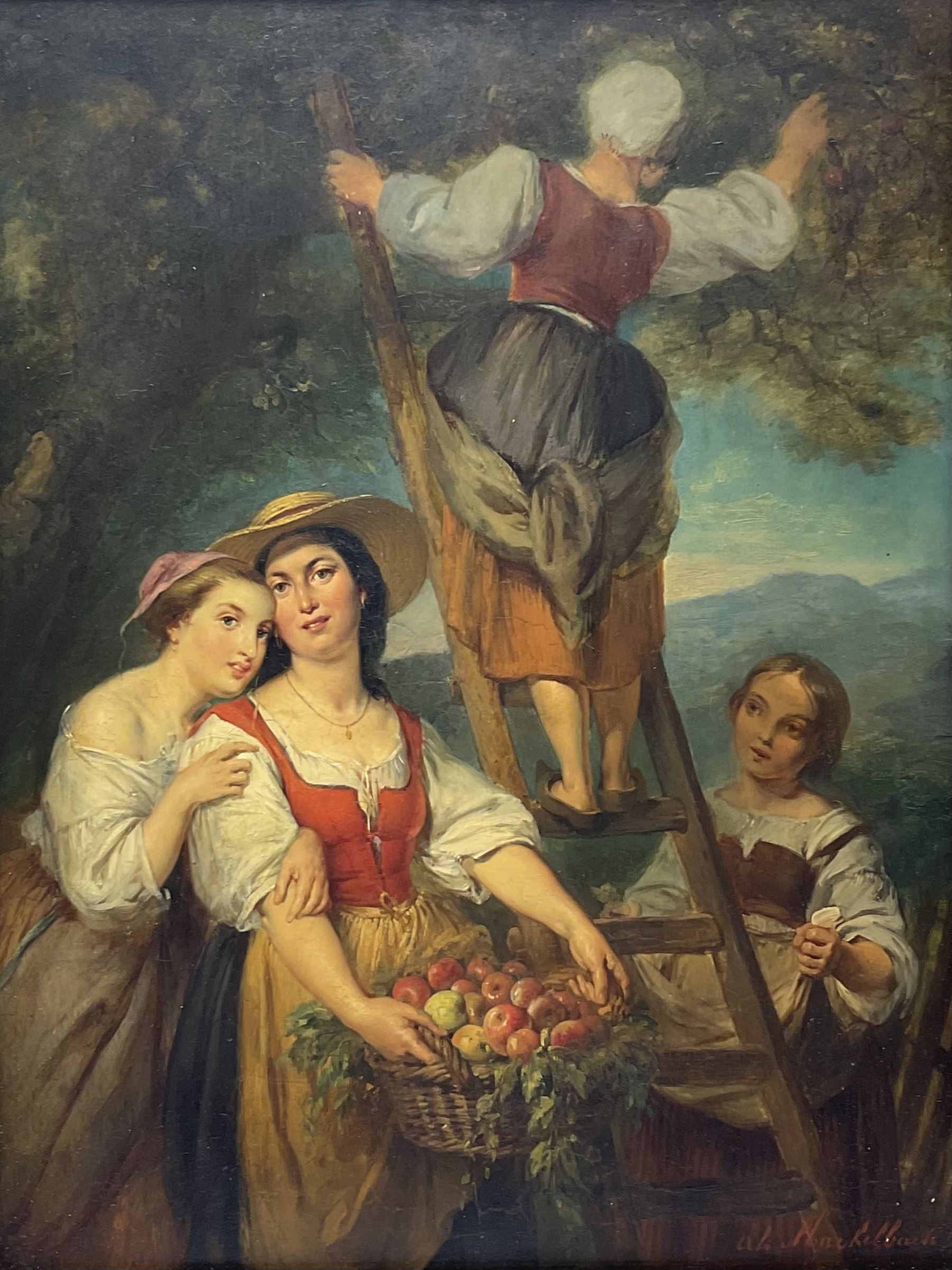 Alexandre Markelbach (Belgian 1824-1906): 'La Raccolta Delle Mele' - The Apple Harvest