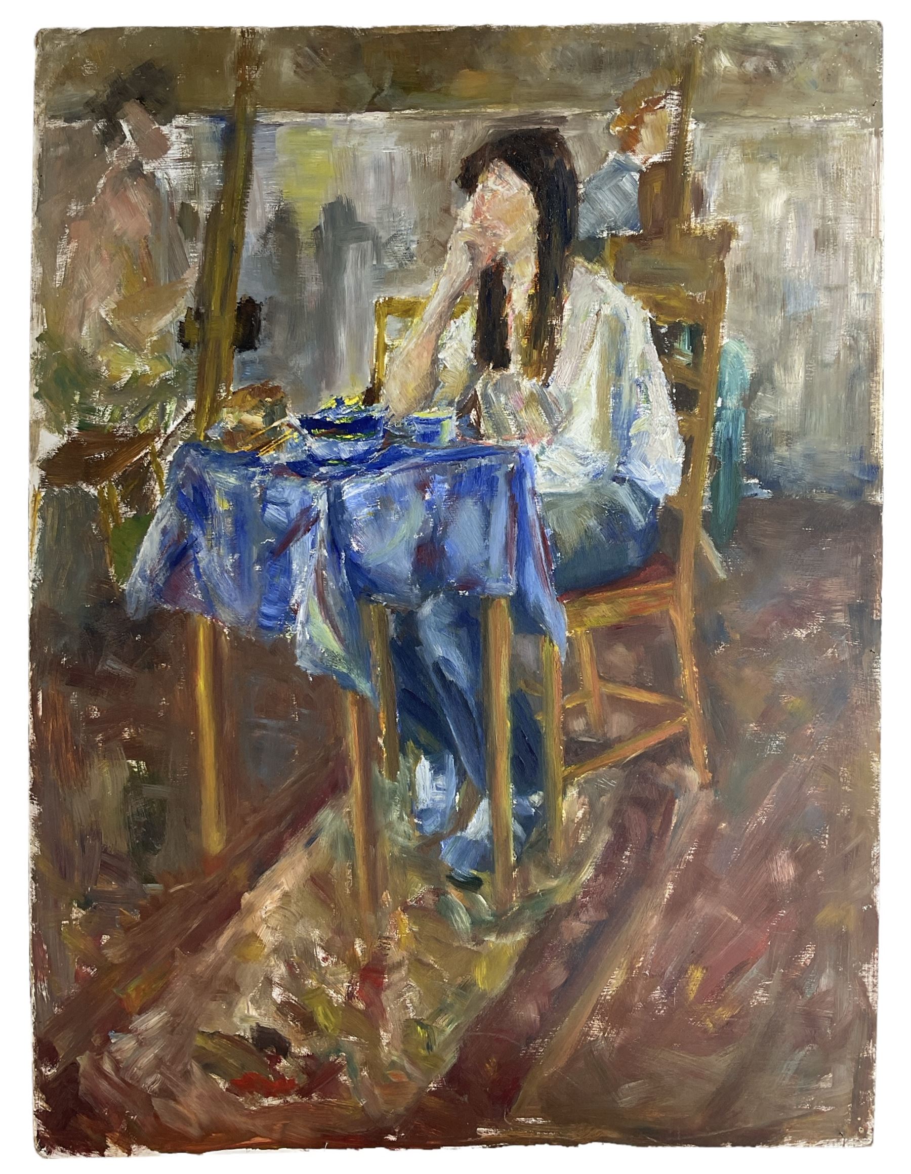 Circle of Ken Howard (British 1932-): Woman Seated at Dining Table - Image 2 of 2