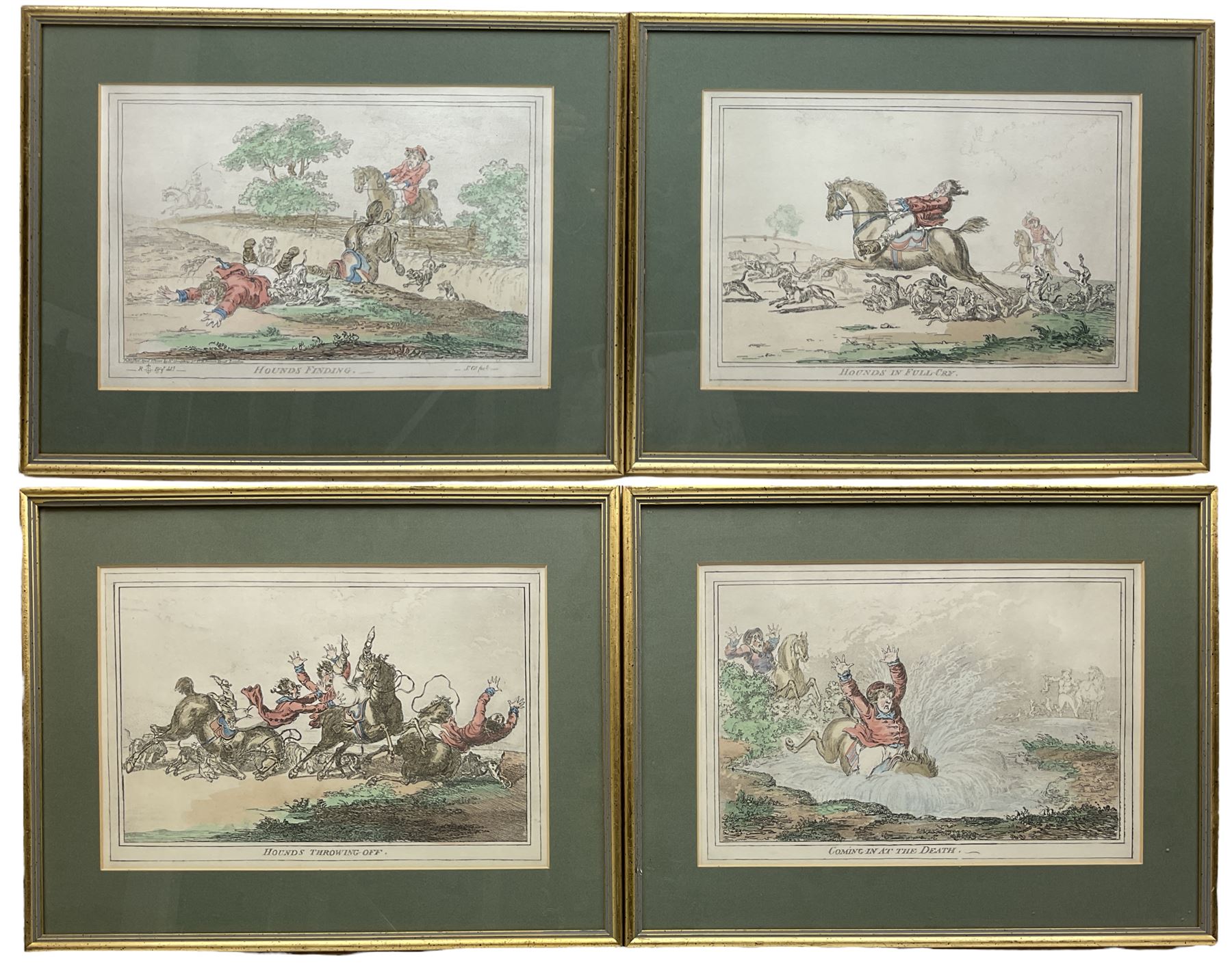 After James Gillray (British 1756-1815): 'Hounds Finding' 'Hounds in Full Cry' 'Hounds Throwing-Off' - Image 2 of 3