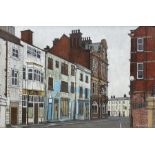 Radcliffe (British 20th century): Dock Street Leeds with View of the Adelphi