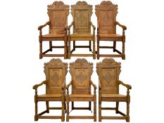 Set six 17th century style oak Wainscot chairs