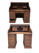 20th century mahogany roll top desk