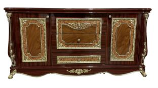 Rococo style wood finish sideboard