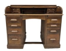 20th century oak roll top desk