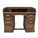 20th century oak roll top desk